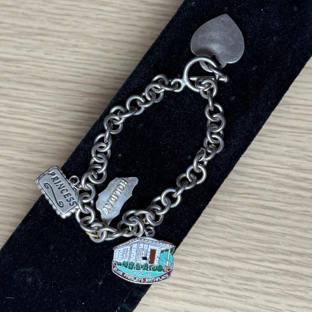 VINTAGE SILVER CHARM BRACELET RARE AESTHETIC JEWELRY